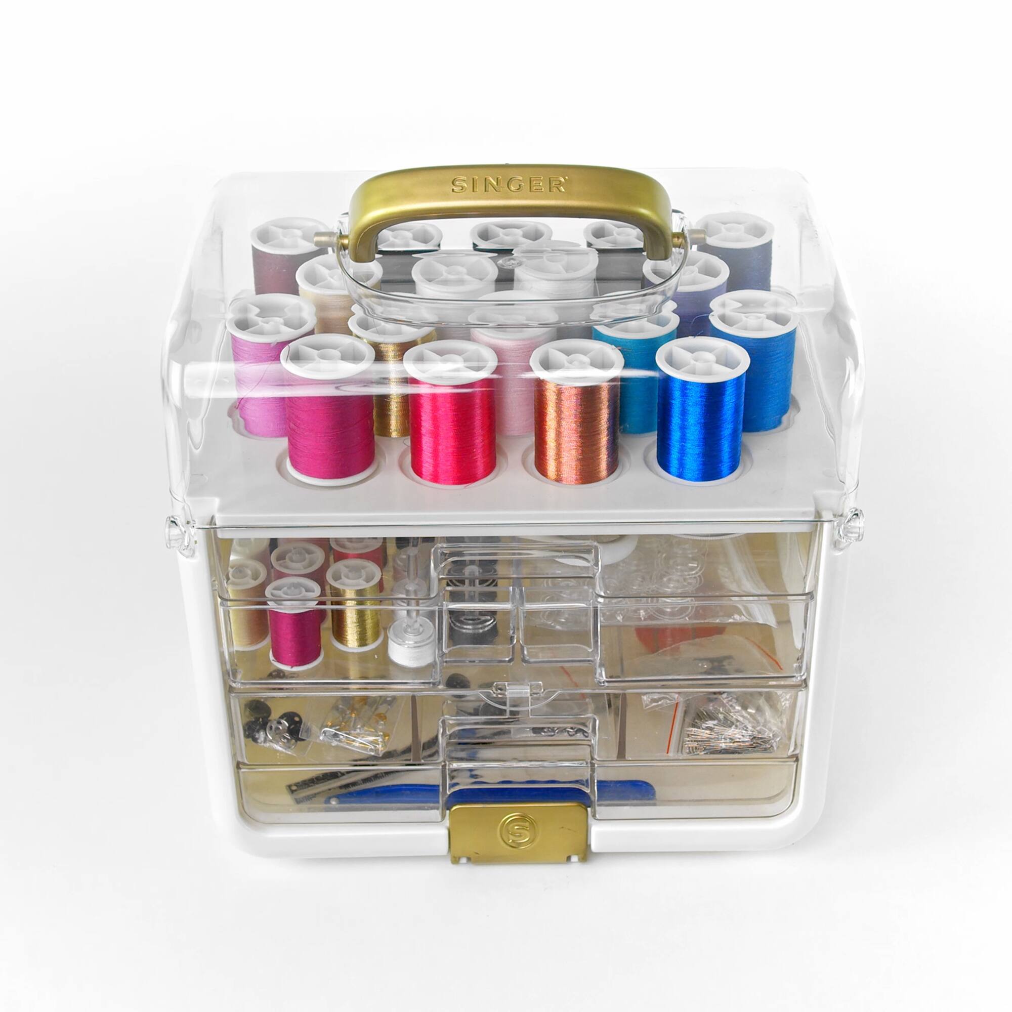 SINGER® Sew-It-Goes 255 Piece Sewing Kit & Craft Organizer Sewing Storage Case with Metallic Embroidery Thread